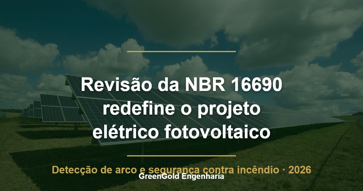Revisão da NBR 16690 avança em 2026 e redefine o projeto elétrico fotovoltaico, com detecção de arco e foco em incêndio